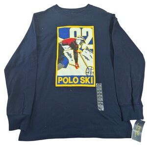 Polo Ralph Lauren Boy’s  Navy Ski Graphic Print Crew-Neck Long Sleeve T-Shirt Lg